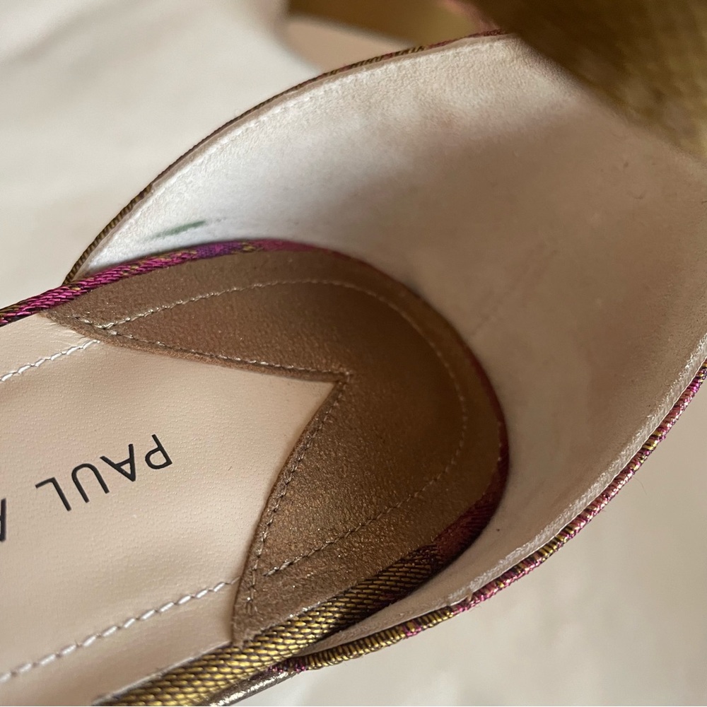 NEW Paul Andrew "Adalet" Platform Metallic Jacquard Ankle Strap Wedges ✨ - Picture 8 of 15